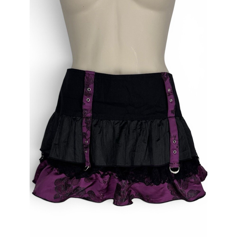 Tripp NYC VTG Black & Purple Mini Skirt Goth Dark Fairy Emo-girl M